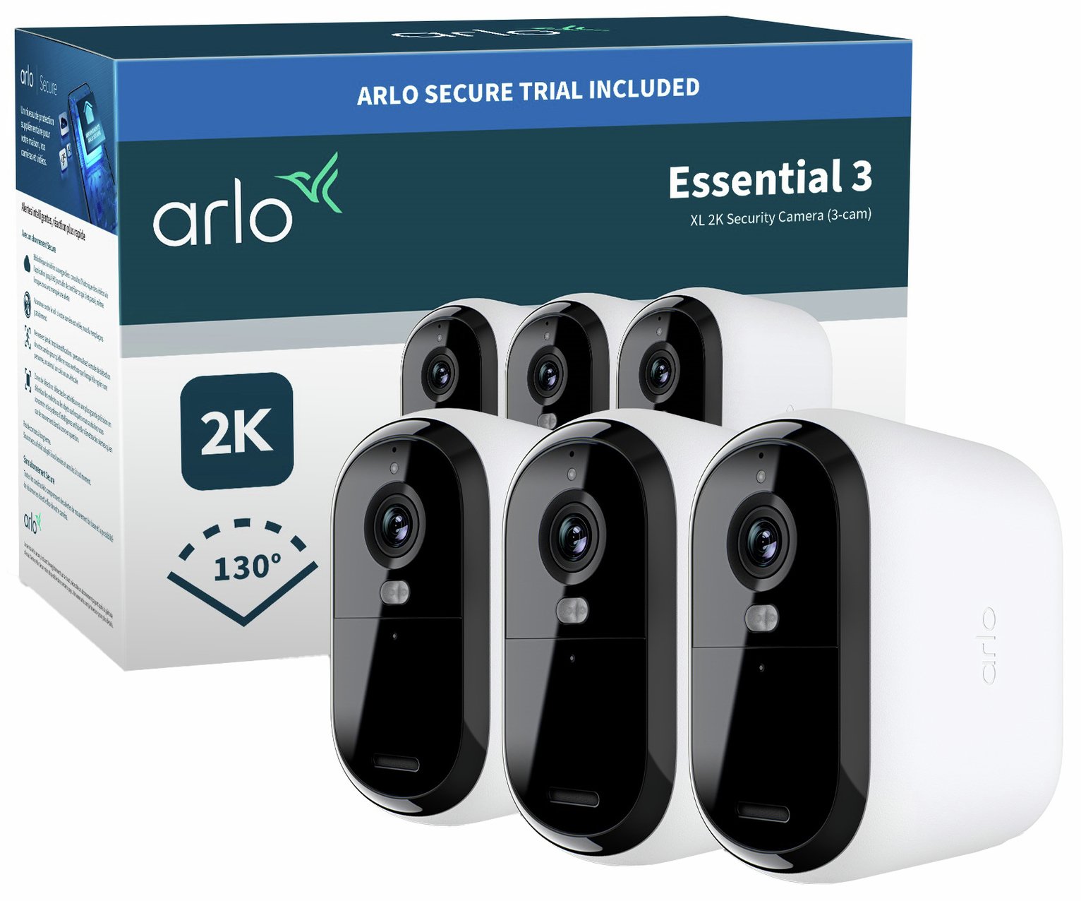Arlo Essential 3 XL 2K Security Camera - Pack of 3