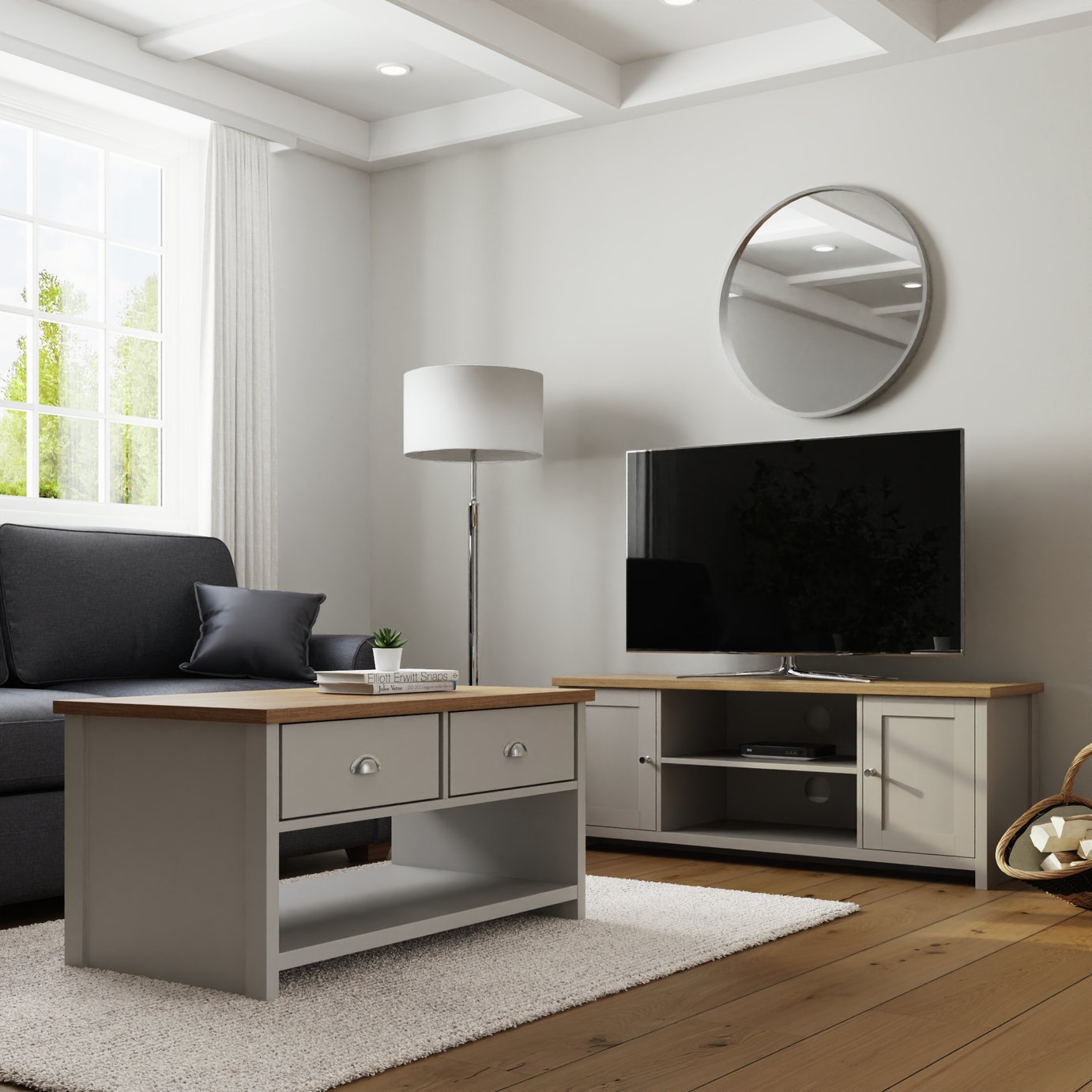 GFW Lancaster Coffee Table With Shelf and TV Unit