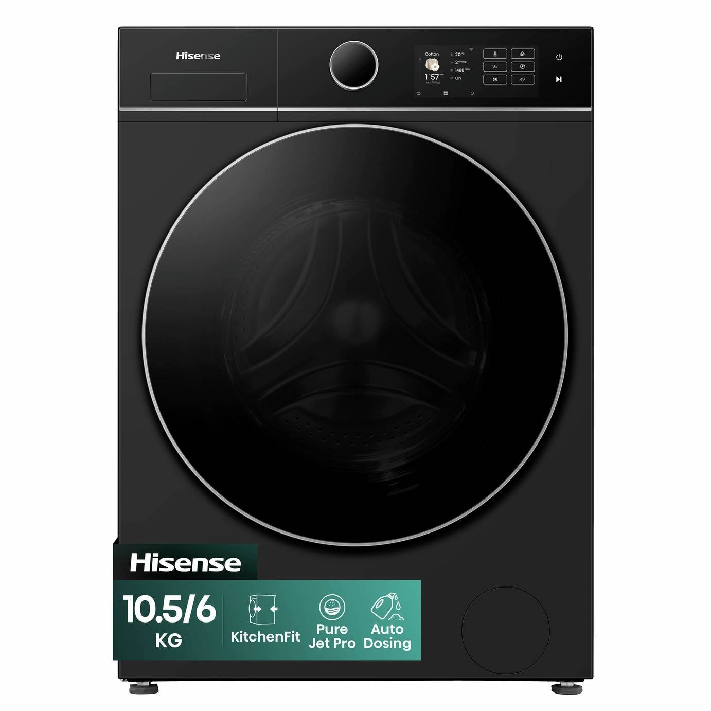 Hisense WD5I1045BBQ 10.5/6KG 1400 Spin Washer Dryer - Black