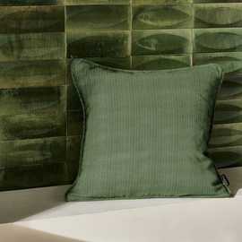 Habitat Pack of 2 Herringbone Cushion Cover Moss Green