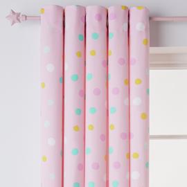 Argos Home Kids Spot Lined Eyelet Curtains Pink - 168x137cm