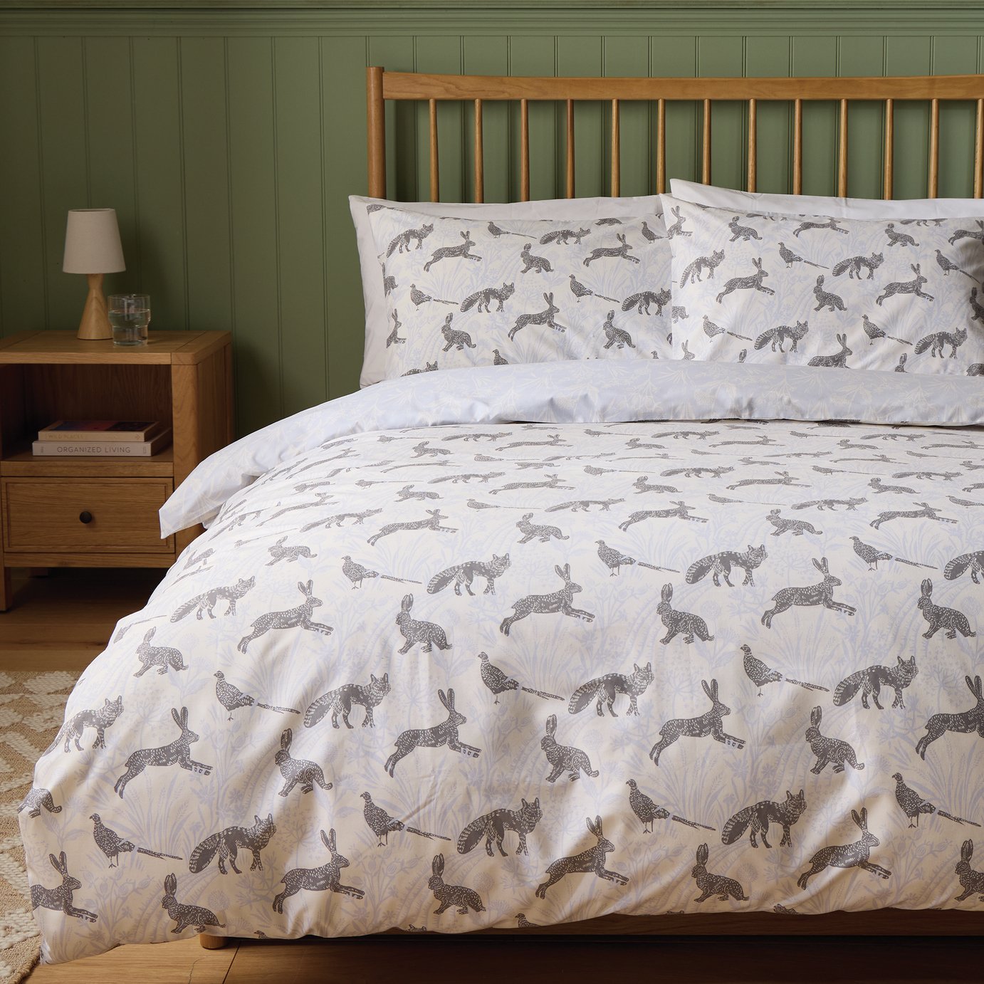 Argos Home Hare Print White Bedding Set - Superking