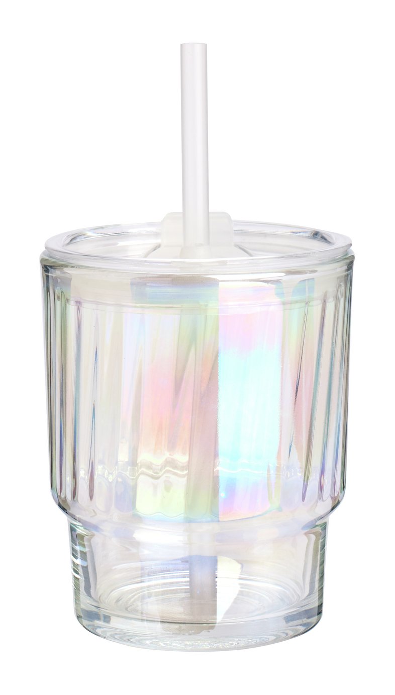 Argos Home Ribbed Clear Glass Coffee Cup - 680ml