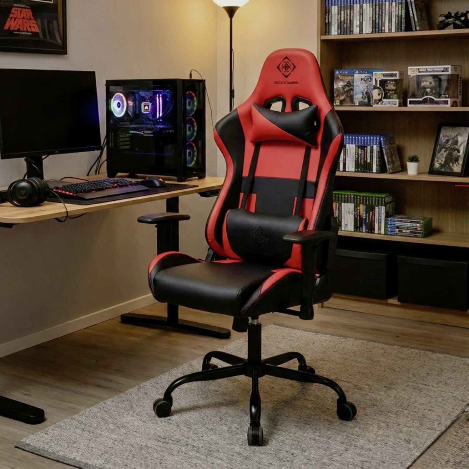 Deltaco DC210 Faux Leather Gaming Chair - Black and red