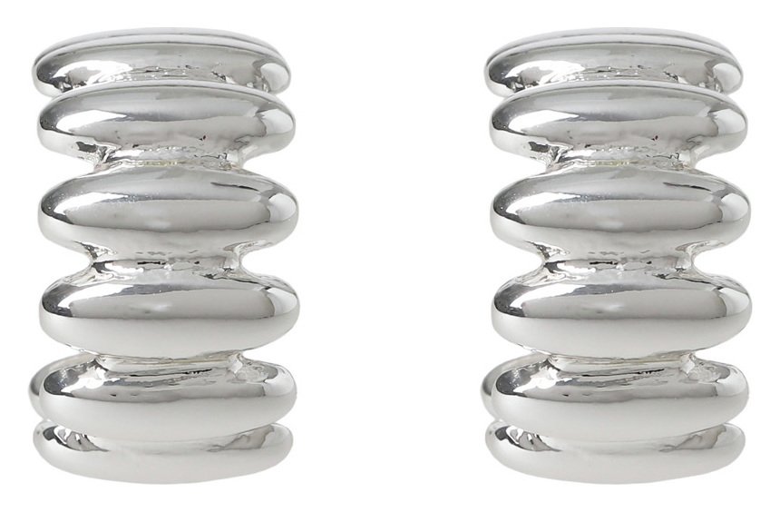 Liars & Lovers Silver Tone Ridged Huggie Hoop Earrings