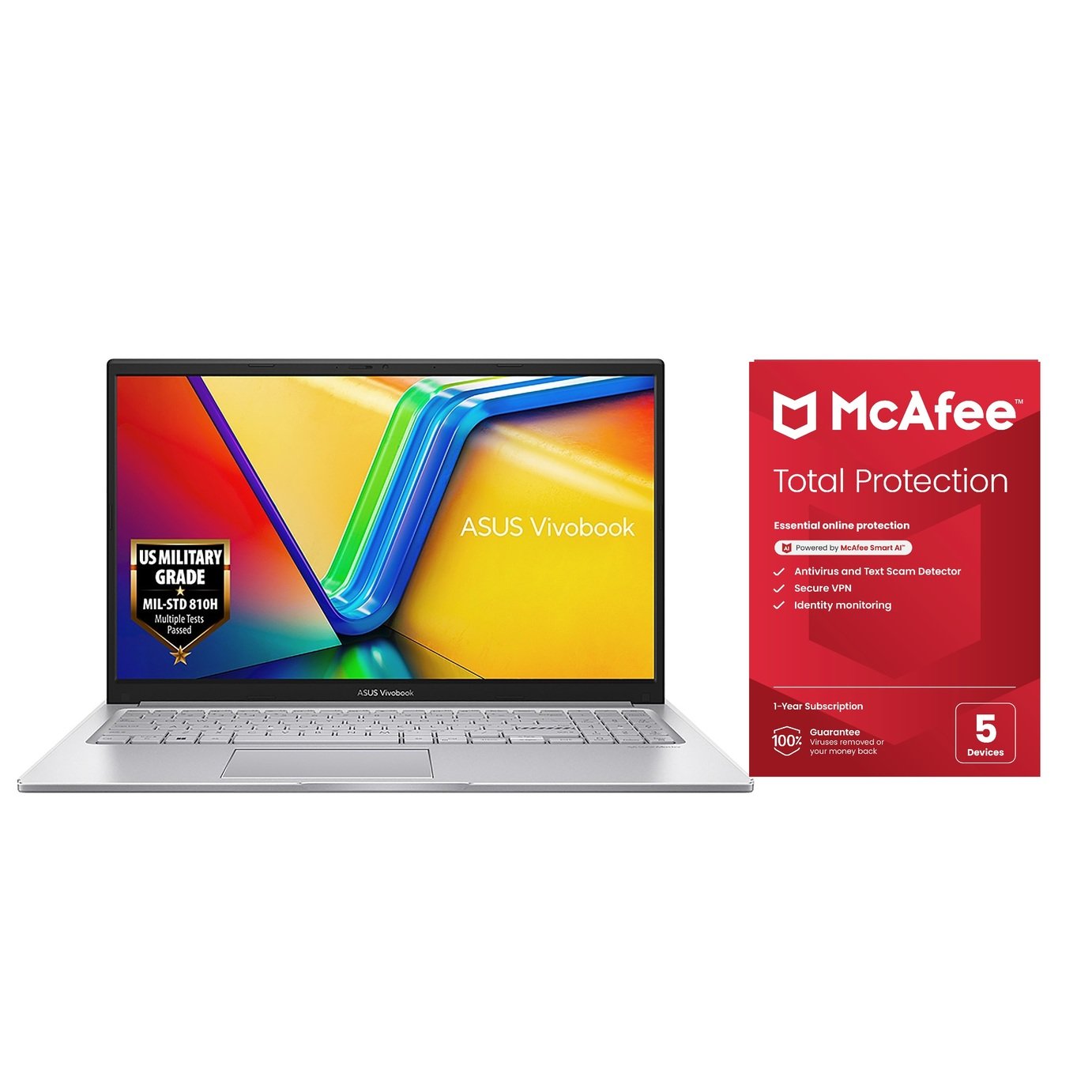 ASUS Vivobook 15 15.6in i3 8GB 512GB Laptop Bundle - Silver