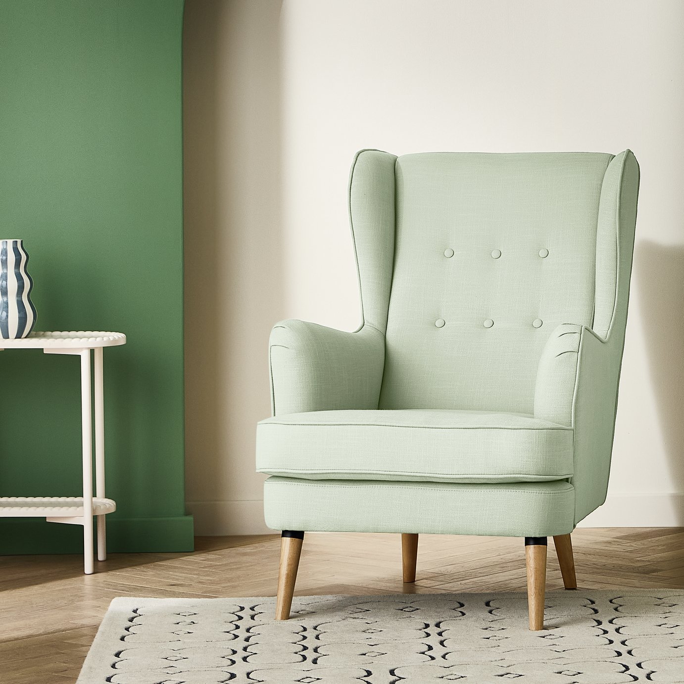 Habitat Callie Fabric Wingback Chair - Green