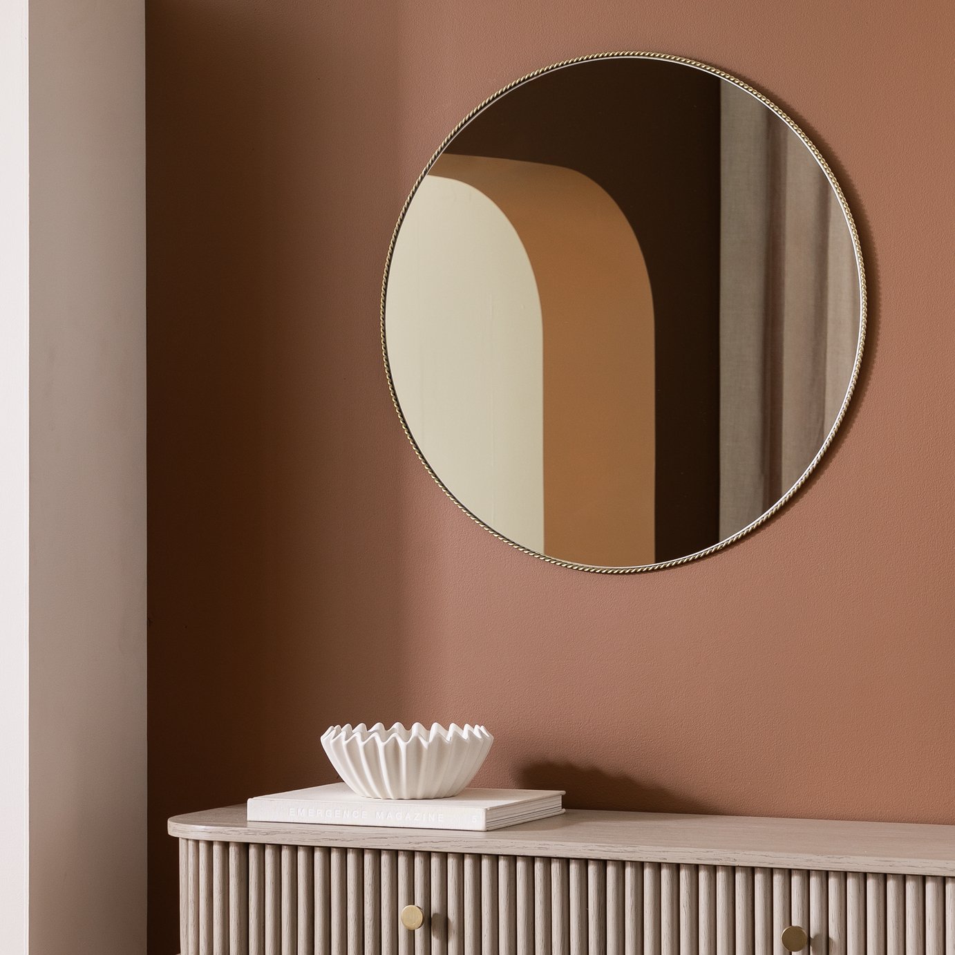 Habitat Gold Rope Twist Round Wall Mirror - 60x60cm