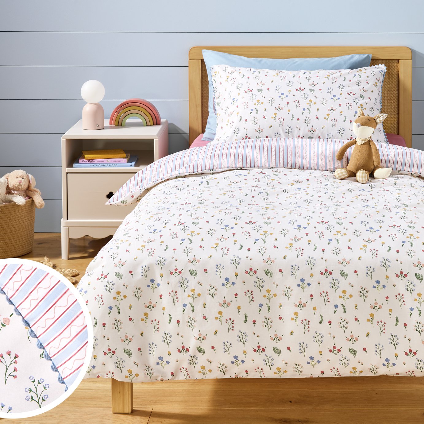Argos Home Cotton Ditsy Floral Rik Rak Kids Bedding Set