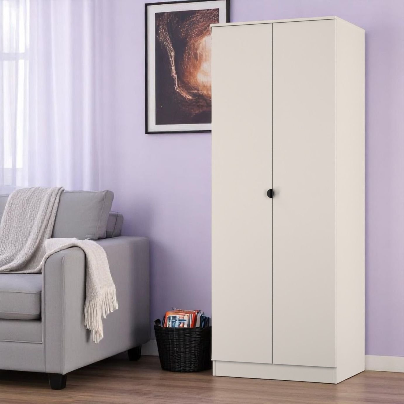 Livara Ready Assembled Canmore 2 Door Wardrobe - Beige