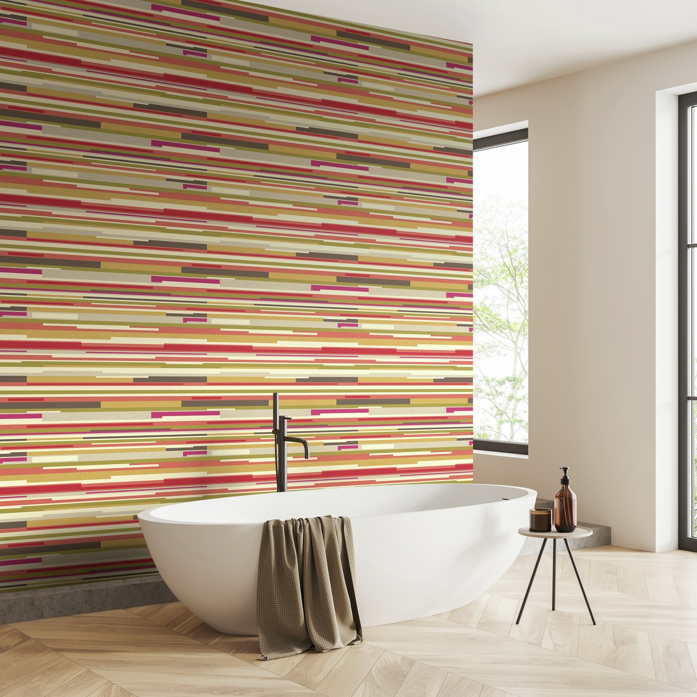 Hoopla Walls Horizontal Stripe Mustard Yellow Wallpaper
