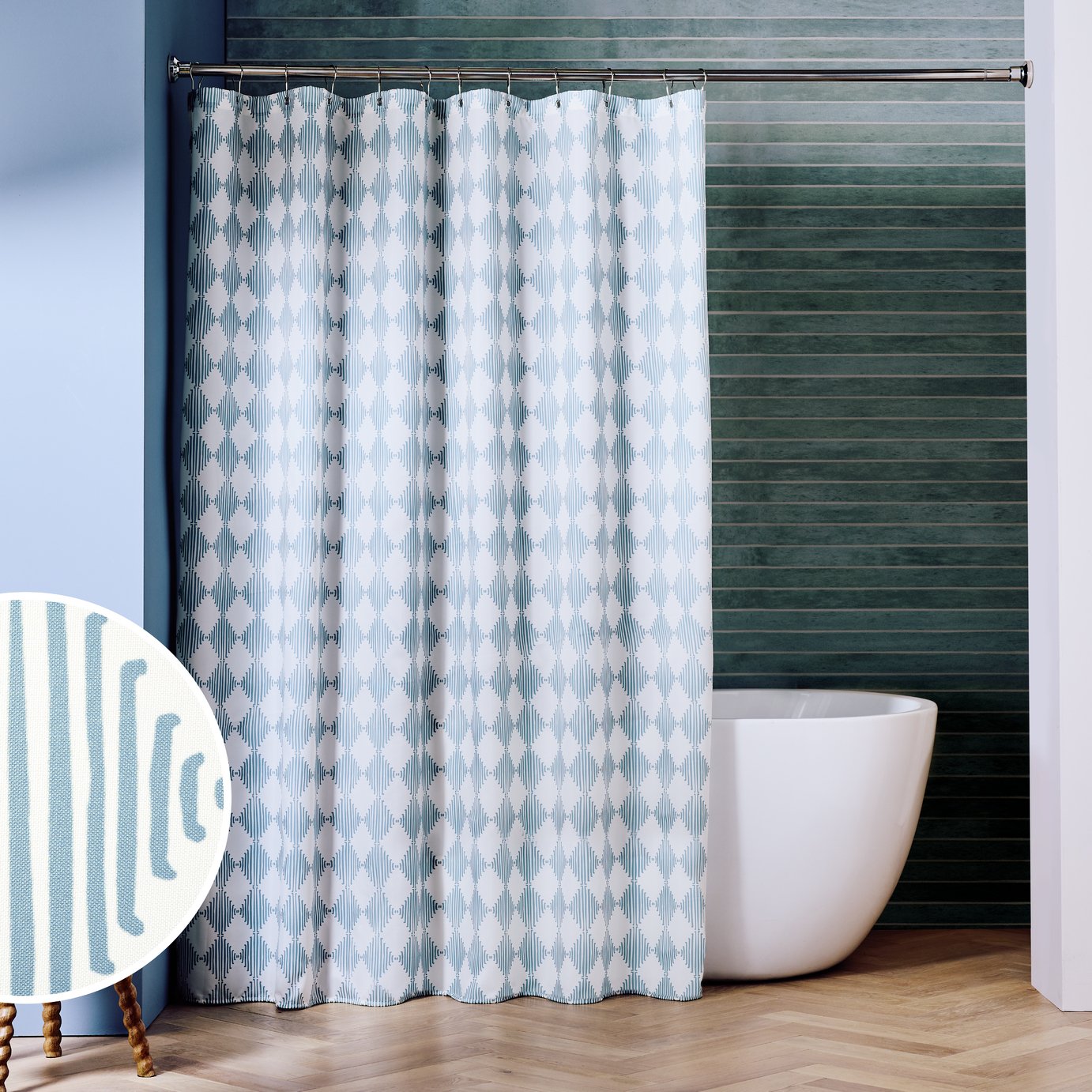 Habitat Timeless Antibacterial Shower Curtain - Blue
