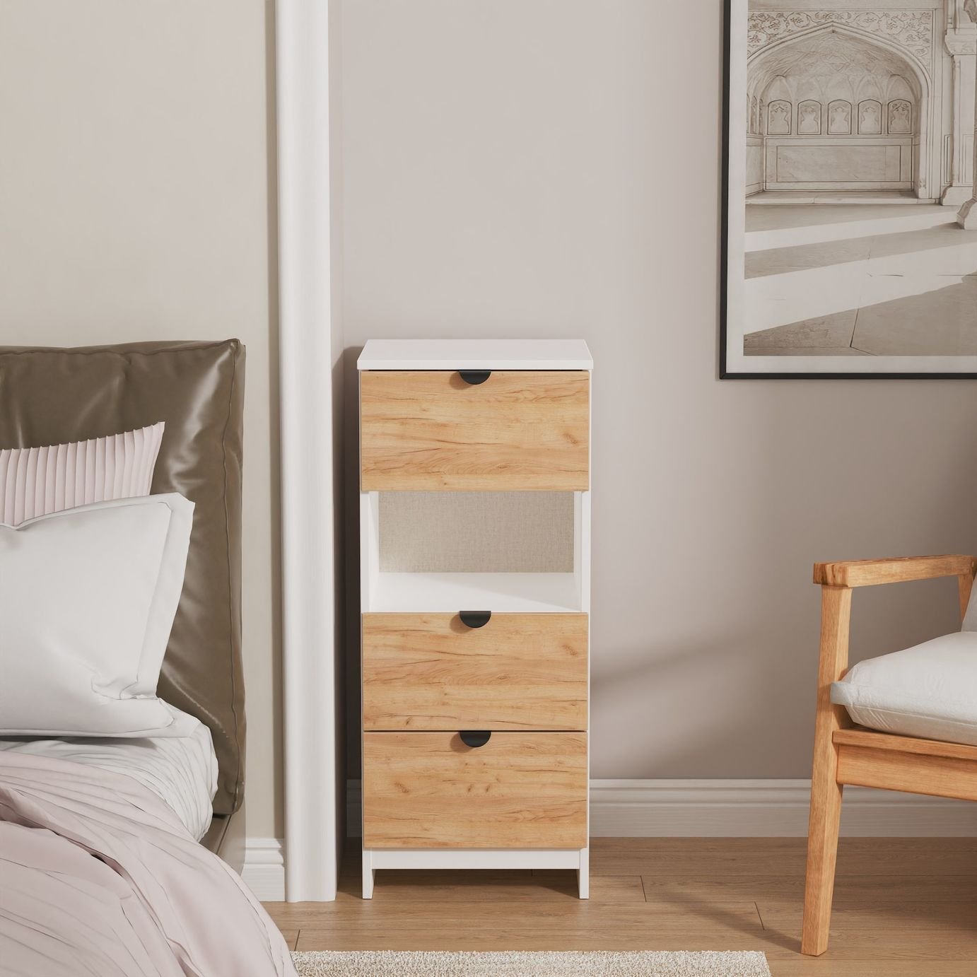 Welcome Canmore 3 Drawer Bedside Table