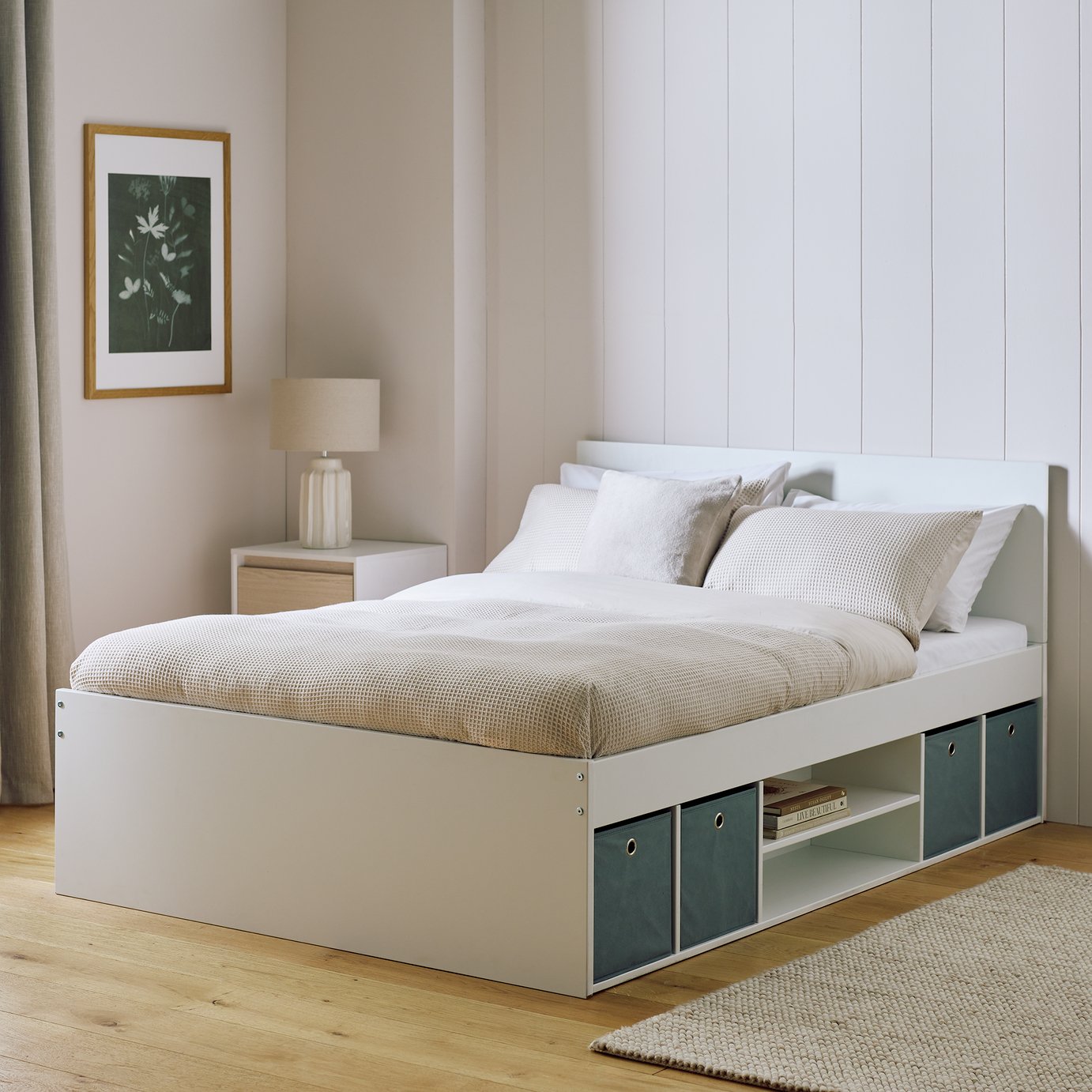 Argos Home Squares Double Bed Frame - White