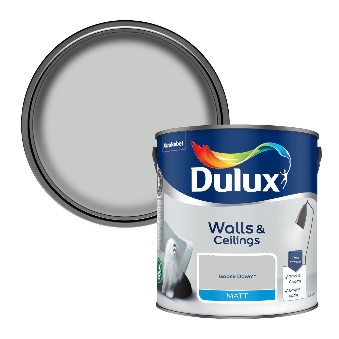 Dulux Walls & Ceilings Matt Paint-Goose Down-2.5L