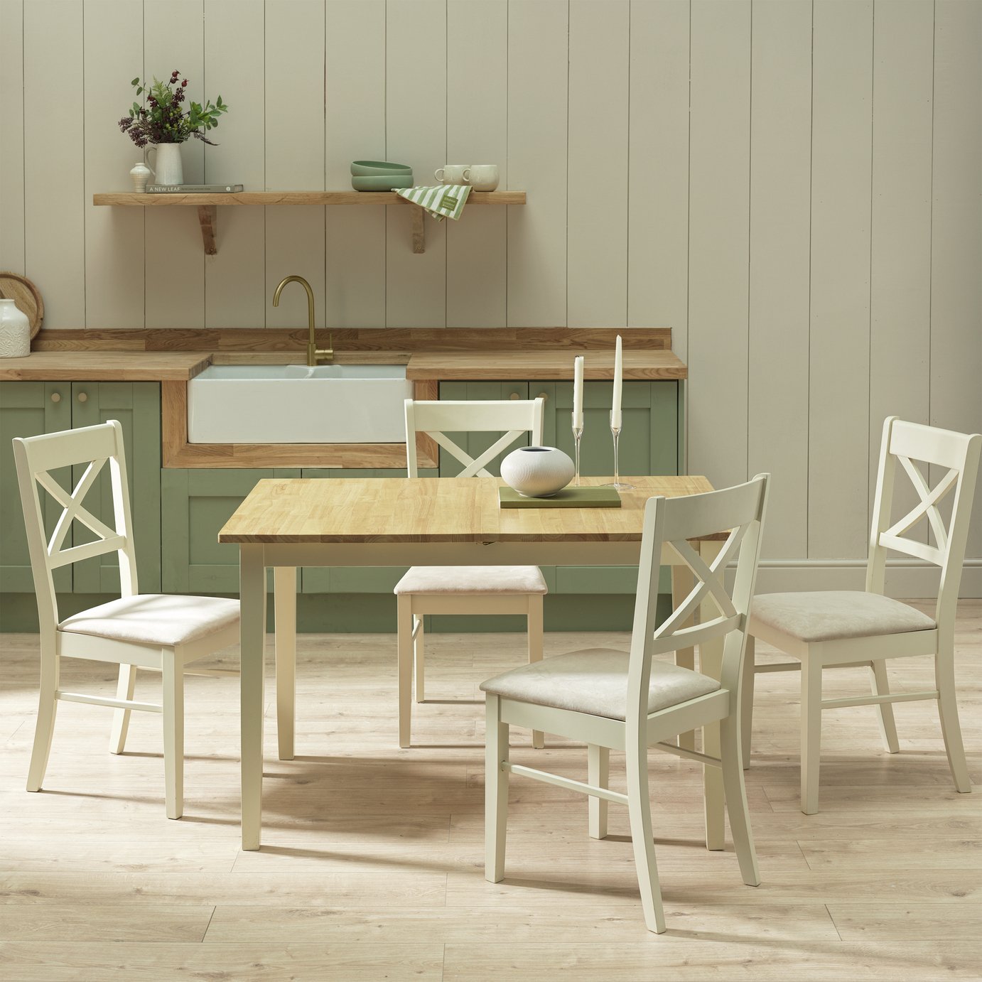 Argos Home Chicago Extend Cream Dining Table and 4 Chairs