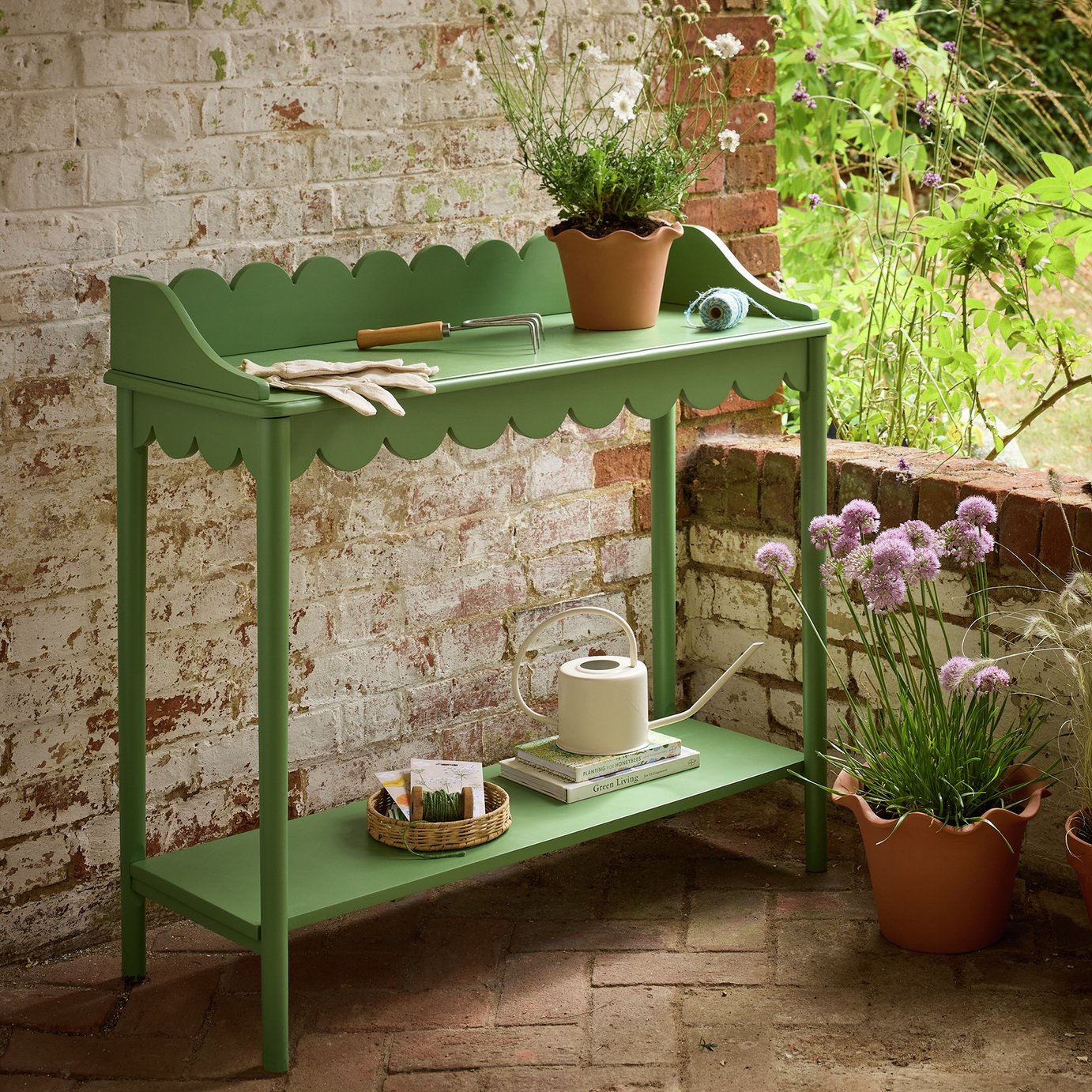 Argos Home Scallop Folding Rectangular Potting Table - Green