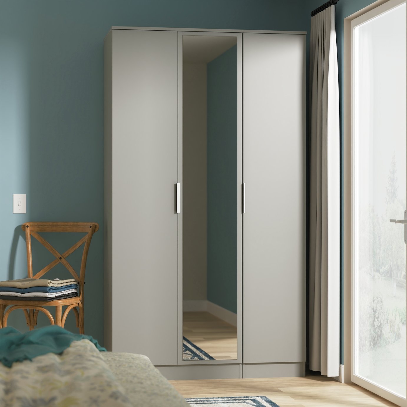 Welcome Orillia 3 Door Mirror Wardrobe - Grey