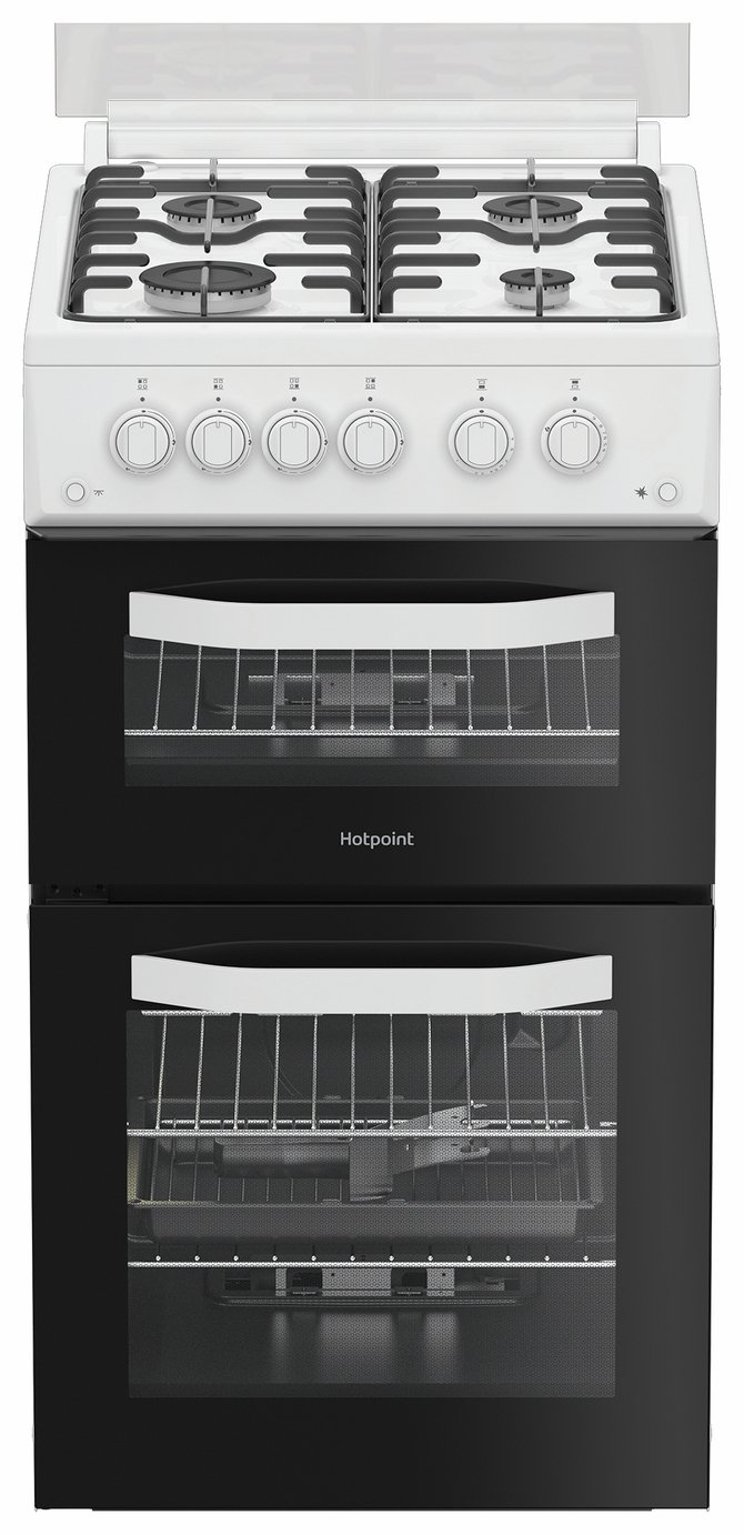 Hotpoint HDG5GCW 50cm Double Oven Gas Cooker - White