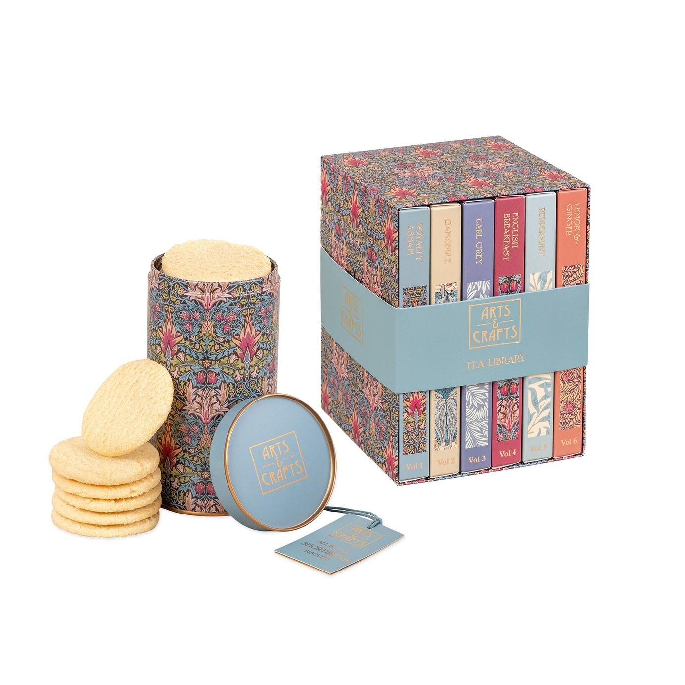 Arts & Crafts Tea Library & Shortbread Biscuit Tin Bundle
