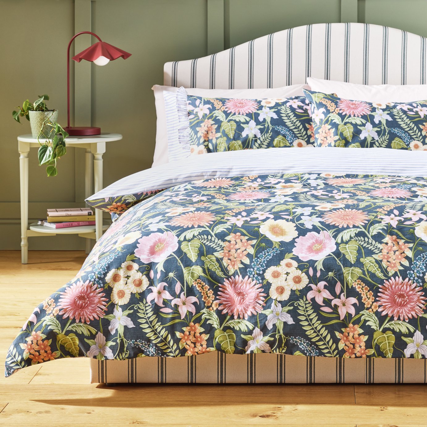 Argos Home Botanique Floral Blue Bedding Set - Double