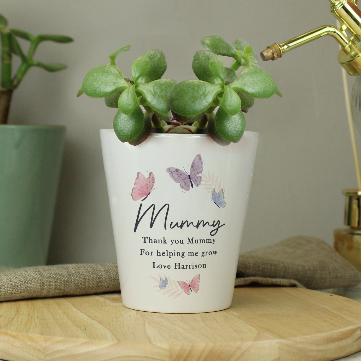 Personalised Message Butterfly Small Plant Pot