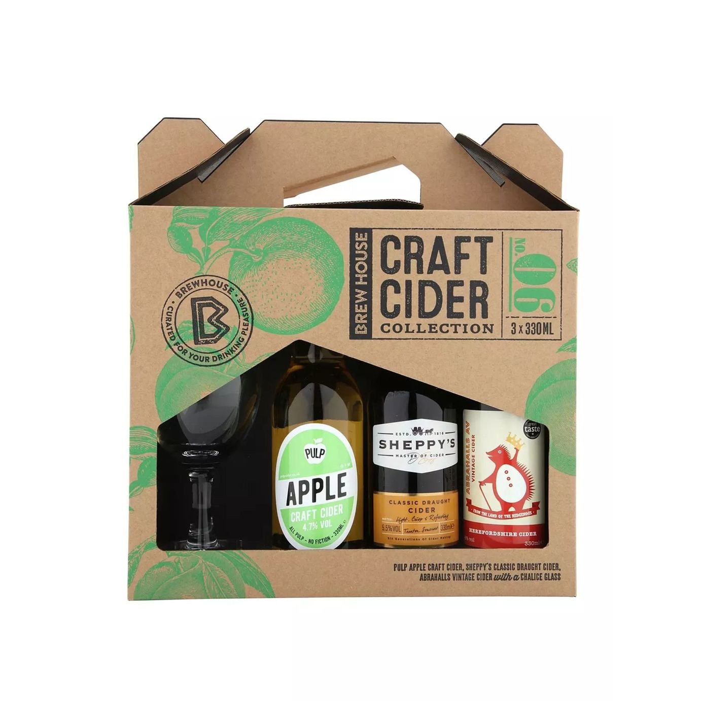 Blue Tree Brewhouse Craft Cider Selection With Chalice Glass