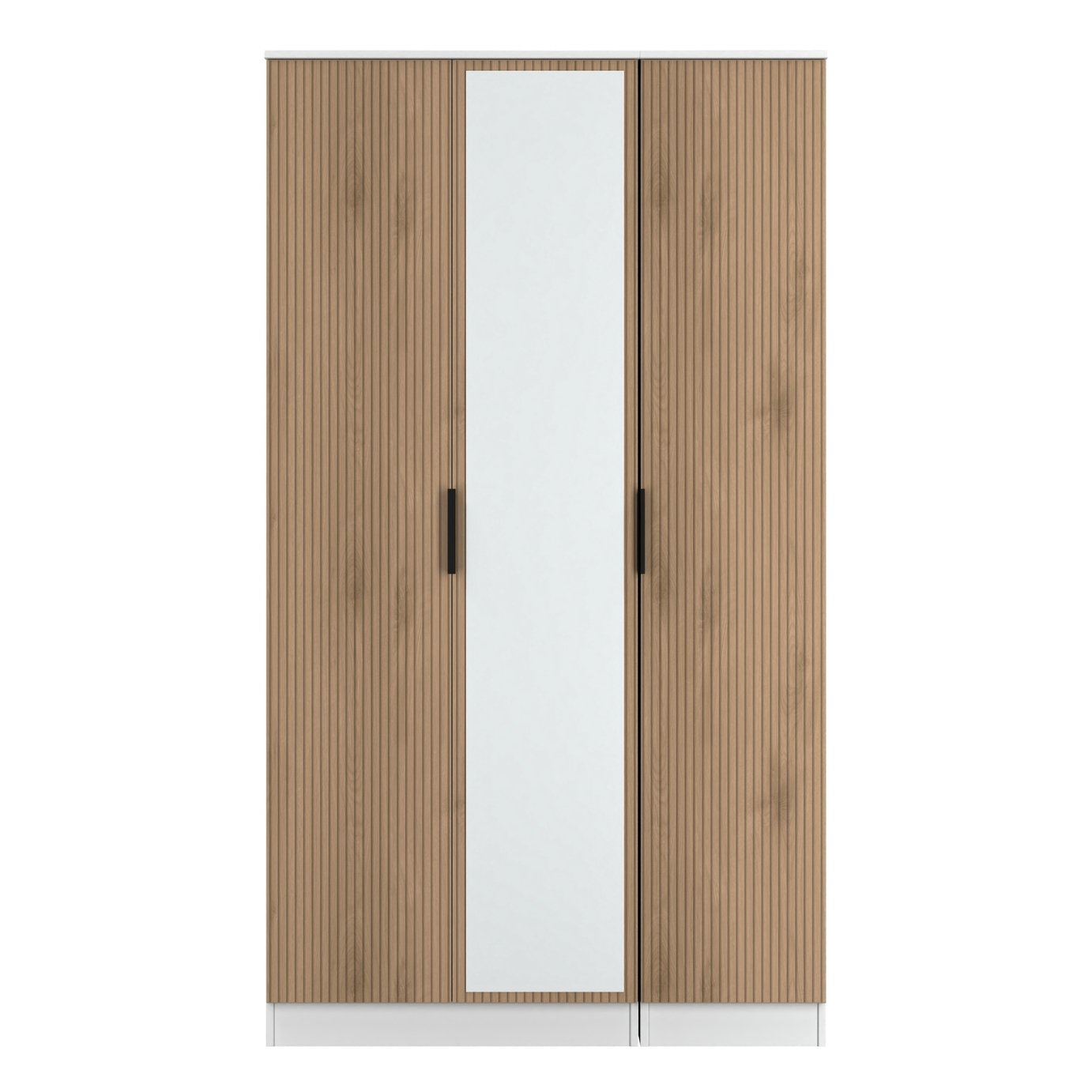 Livara ReadyAssembled Tofino 3 Door Mirror Wardrobe-WhiteOak