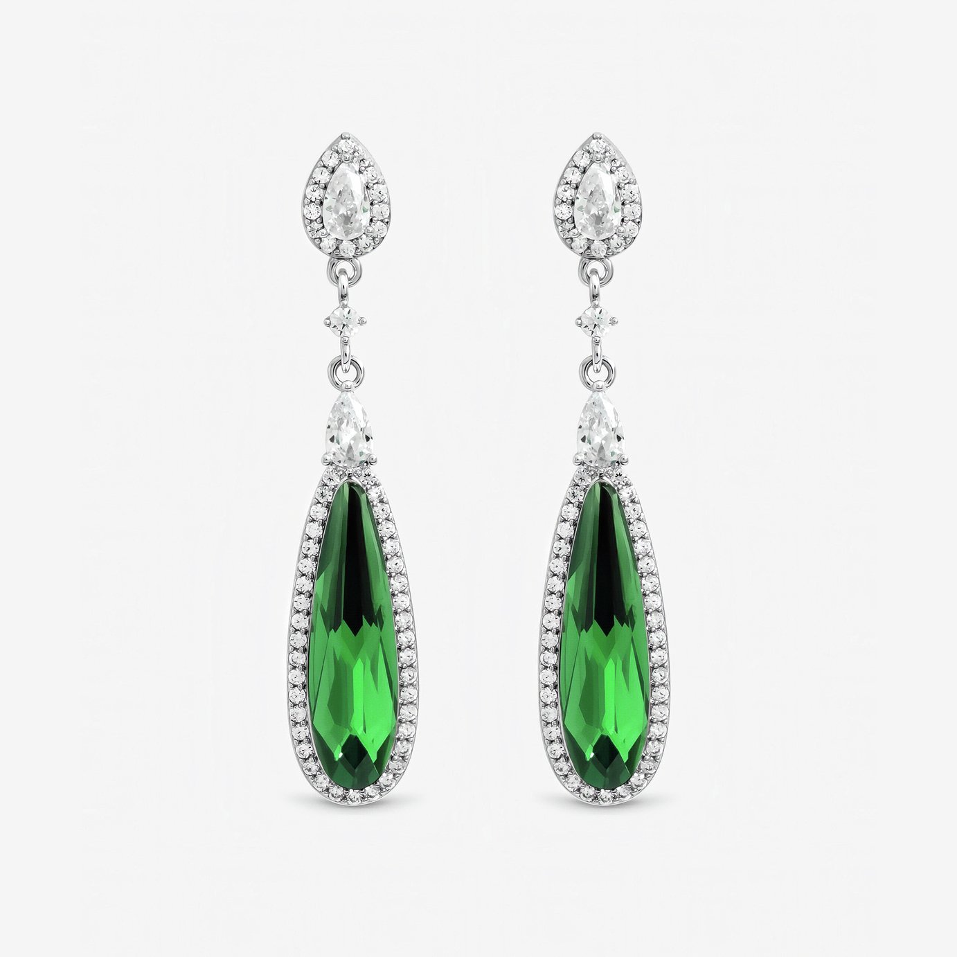 Jon Richard Gold Plated Crystal Emerald Drop Earrings