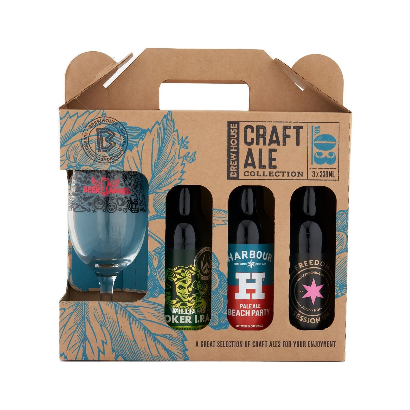 Blue Tree Brewhouse Craft Ale Selection With Chalice Glass