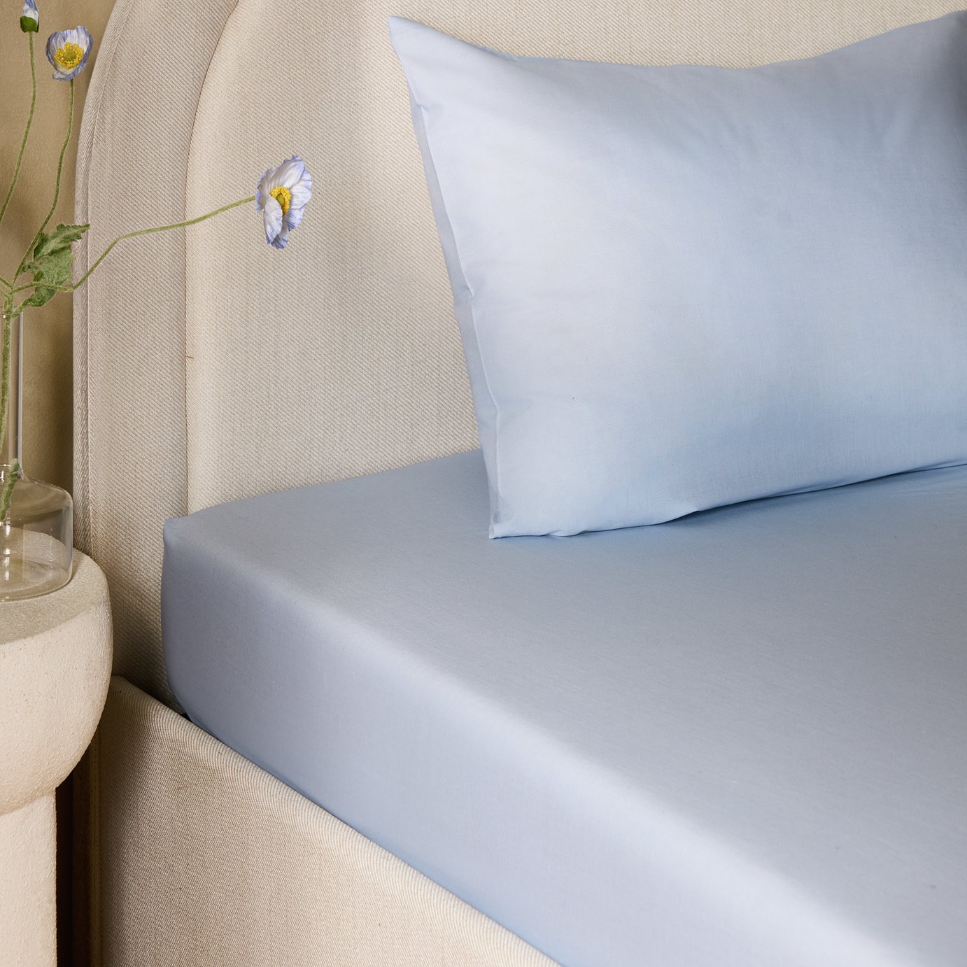 Habitat Plain Pale Blue Fitted Sheet