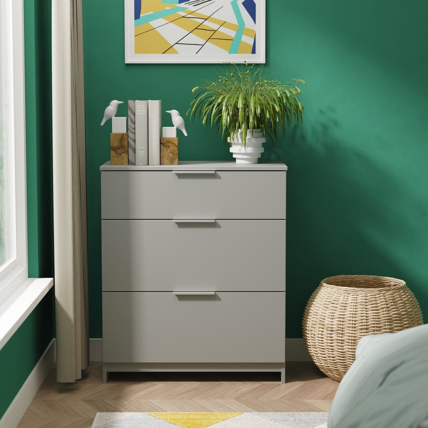 Livara Ready Assembled Orillia 3 Drawer Chest - Grey