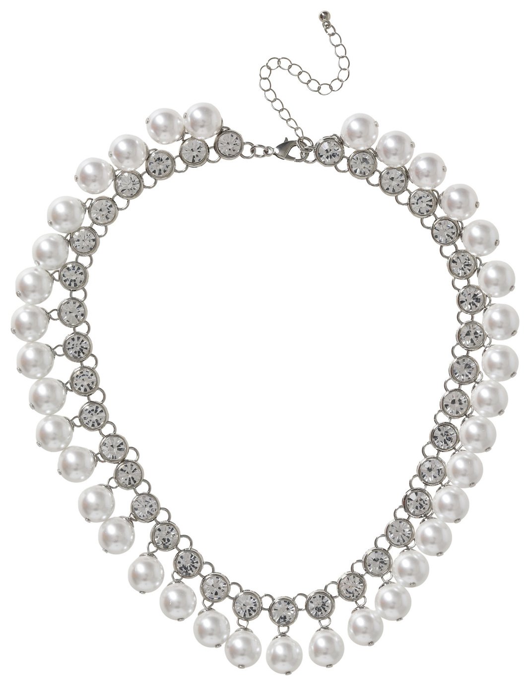 Liars & Lovers Silver Tone Pearl &Crystal Statement Necklace