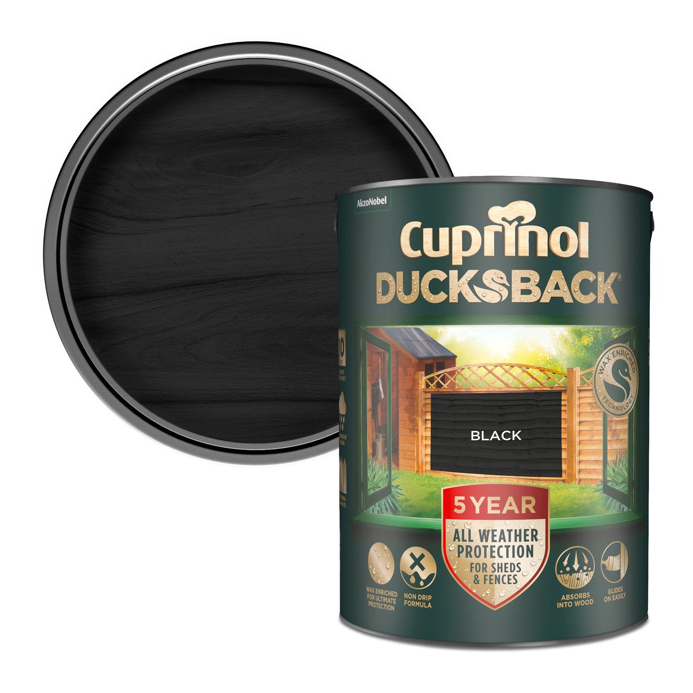 Cuprinol Ducksback Wood Paint-Black-5L