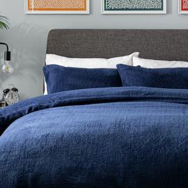 Buy Argos Home Fleece Plain Navy Blue Bedding Set Single Duvet cover sets Argos