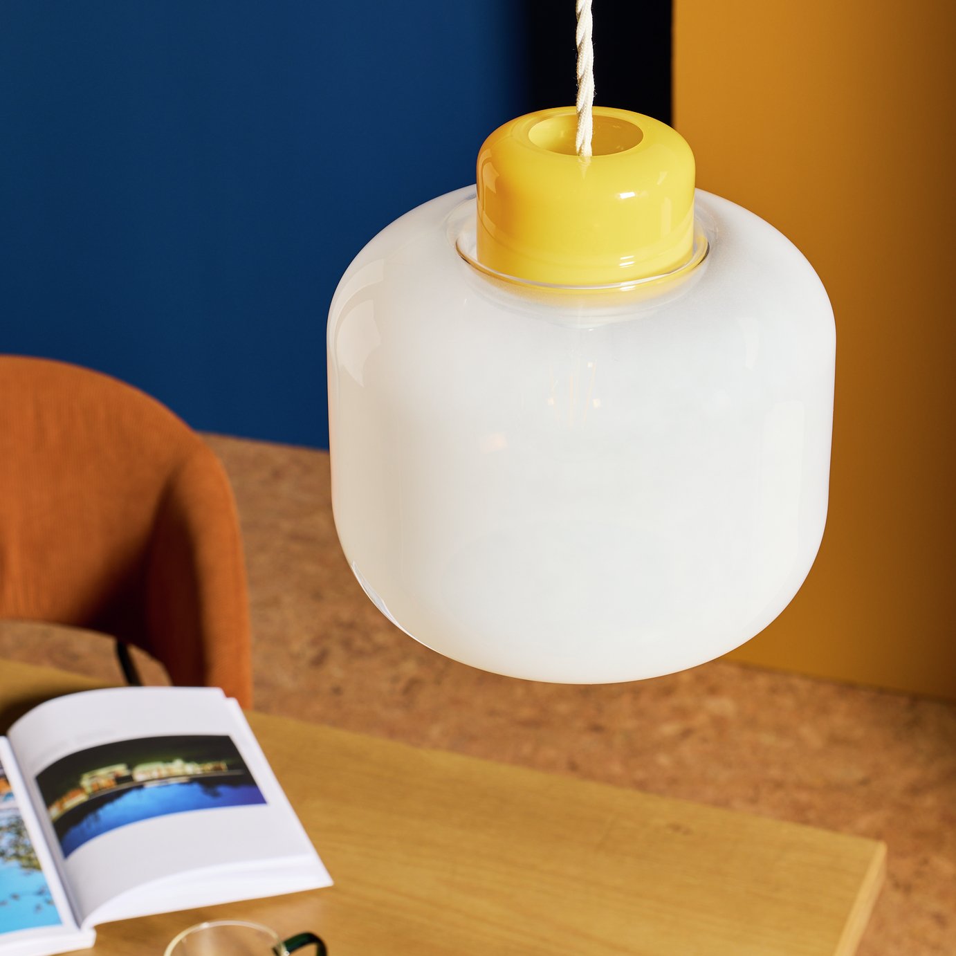 Habitat White Glass Easy Fit Lampshade - 24cm