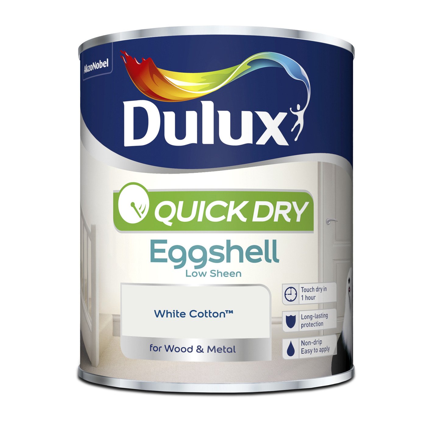 Dulux Quick Dry Eggshell Paint White Cotton - 750ml