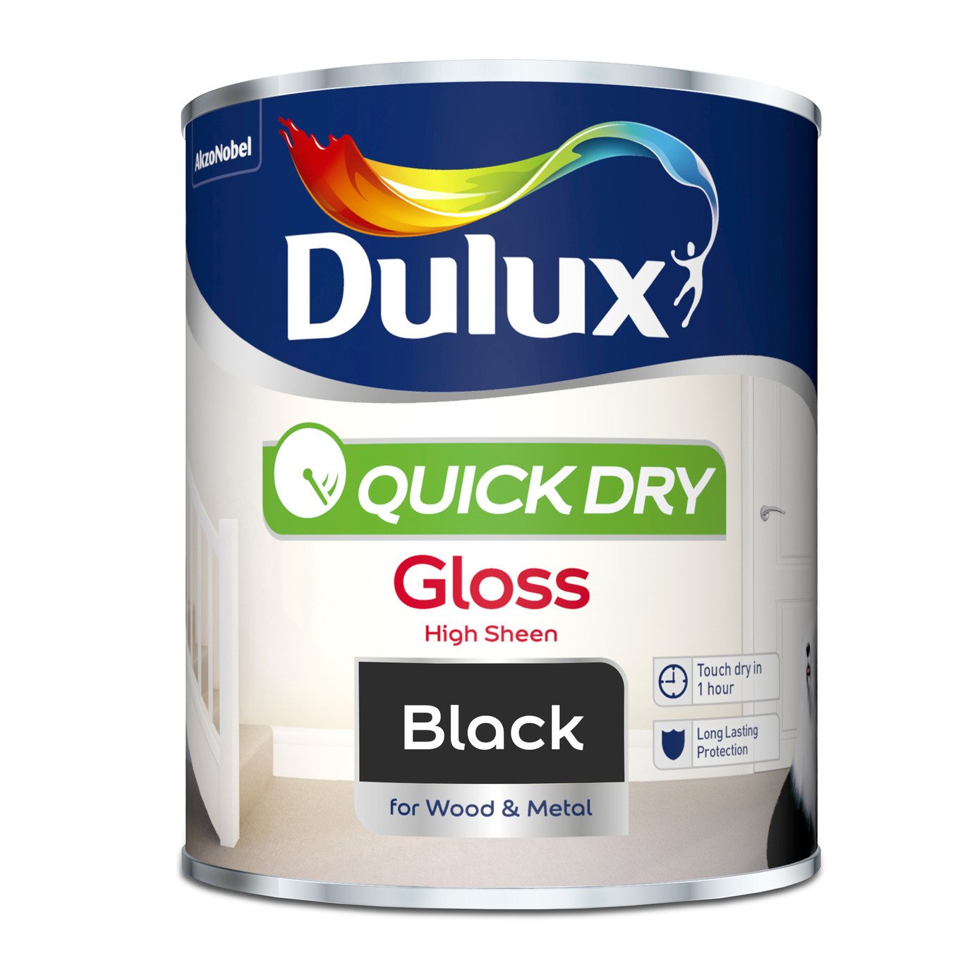 Dulux Quick Dry Gloss Paint Black - 750ml