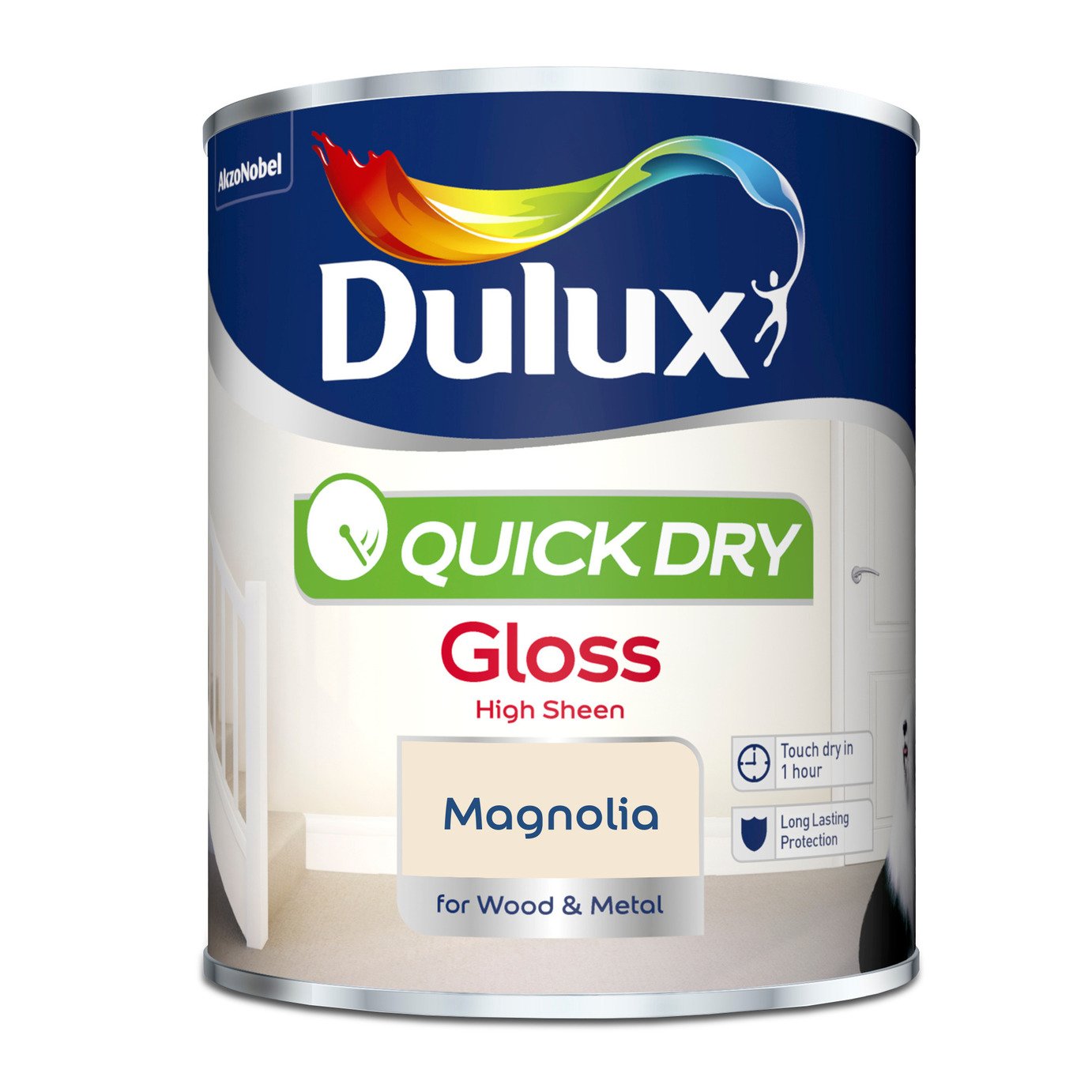 Dulux Quick Dry Gloss Paint Magnolia - 750ml