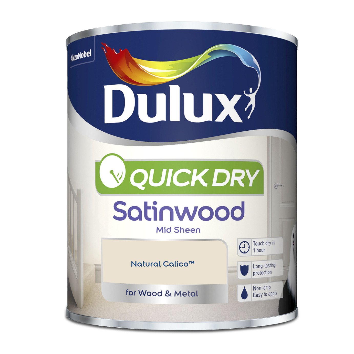 Dulux Quick Dry Satinwood Paint Natural Calico - 750ml