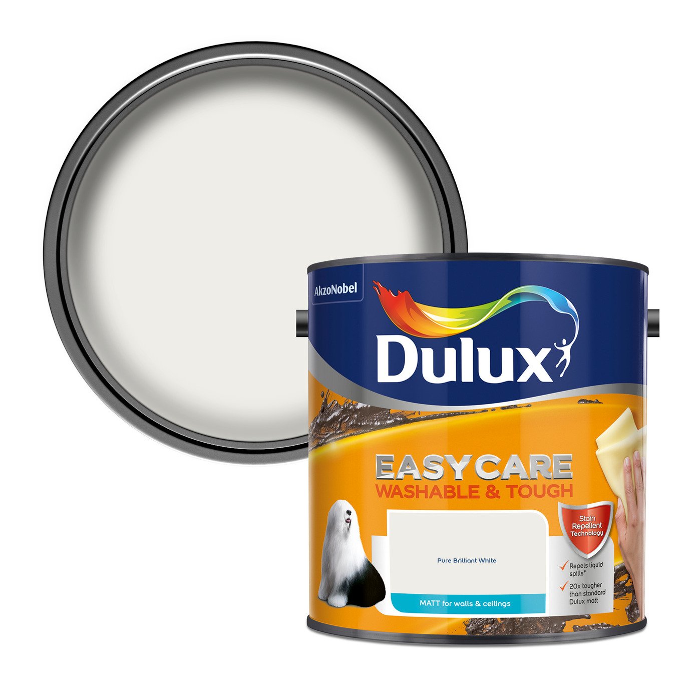 Dulux Easycare Washable Matt Paint-Pure Brilliant White-2.5L