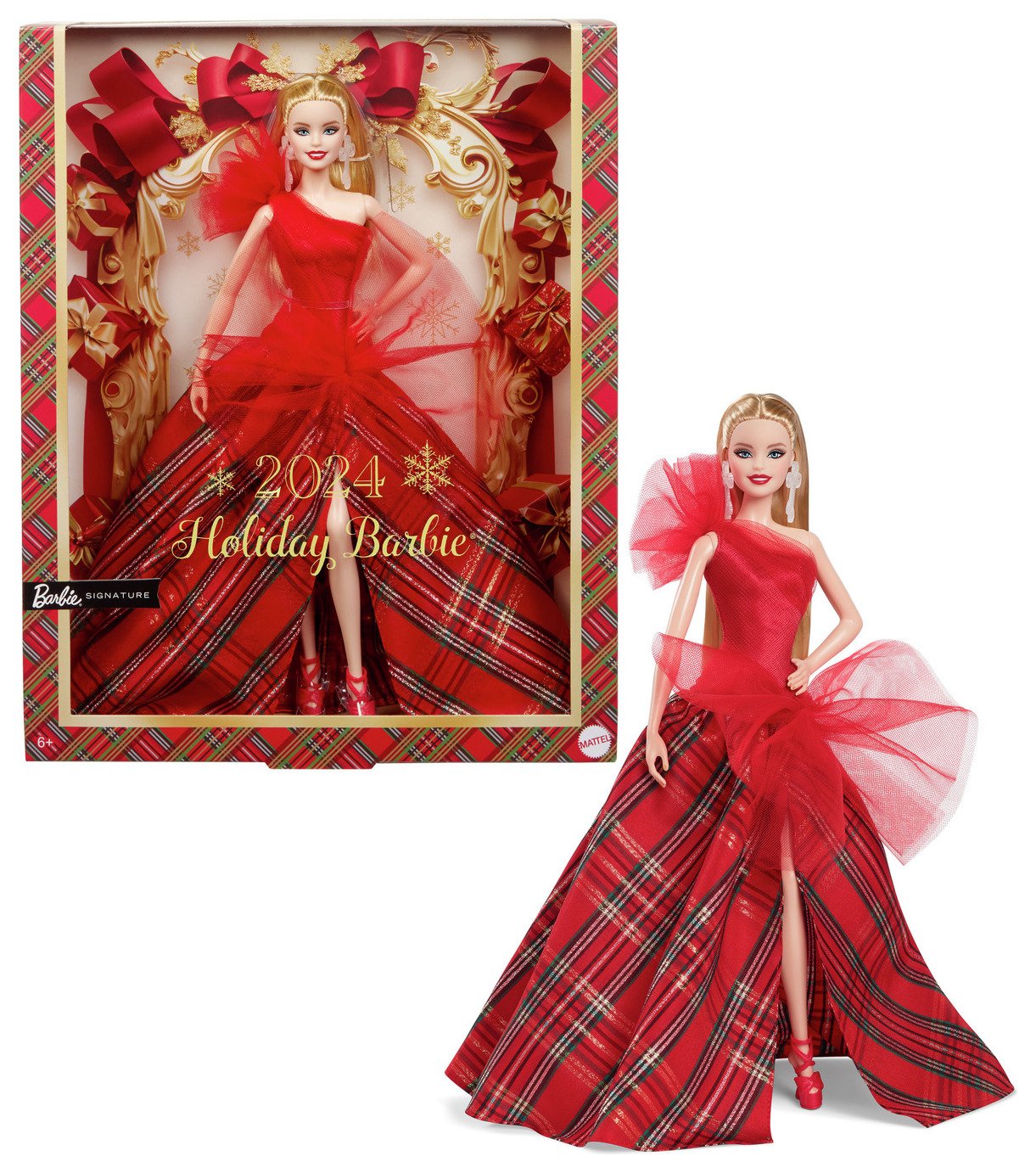 2024 Signature Barbie Doll with Seasonal Plaid Gown - 33cm 