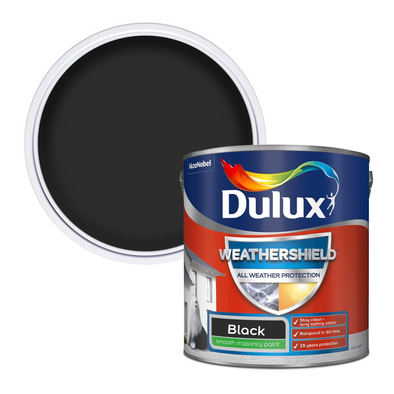 Dulux Weathershield All Weather Matt Paint 2.5L - Black