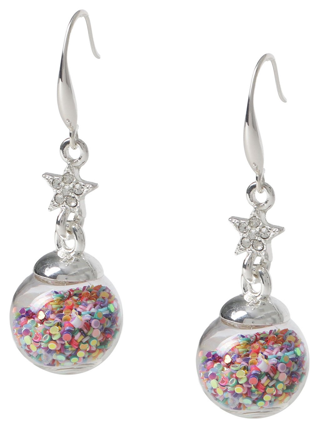 Liars & Lovers Silver Tone Glitter Ball Drop Earrings