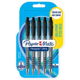 Paper Mate Flex Grip Black Ballpoint Pens - Pack of 5