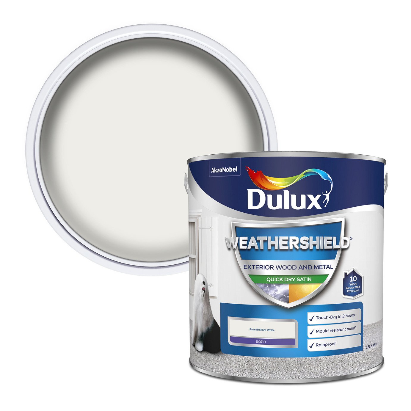Dulux Weathershield Quick Dry Satin Paint 2.5L - White