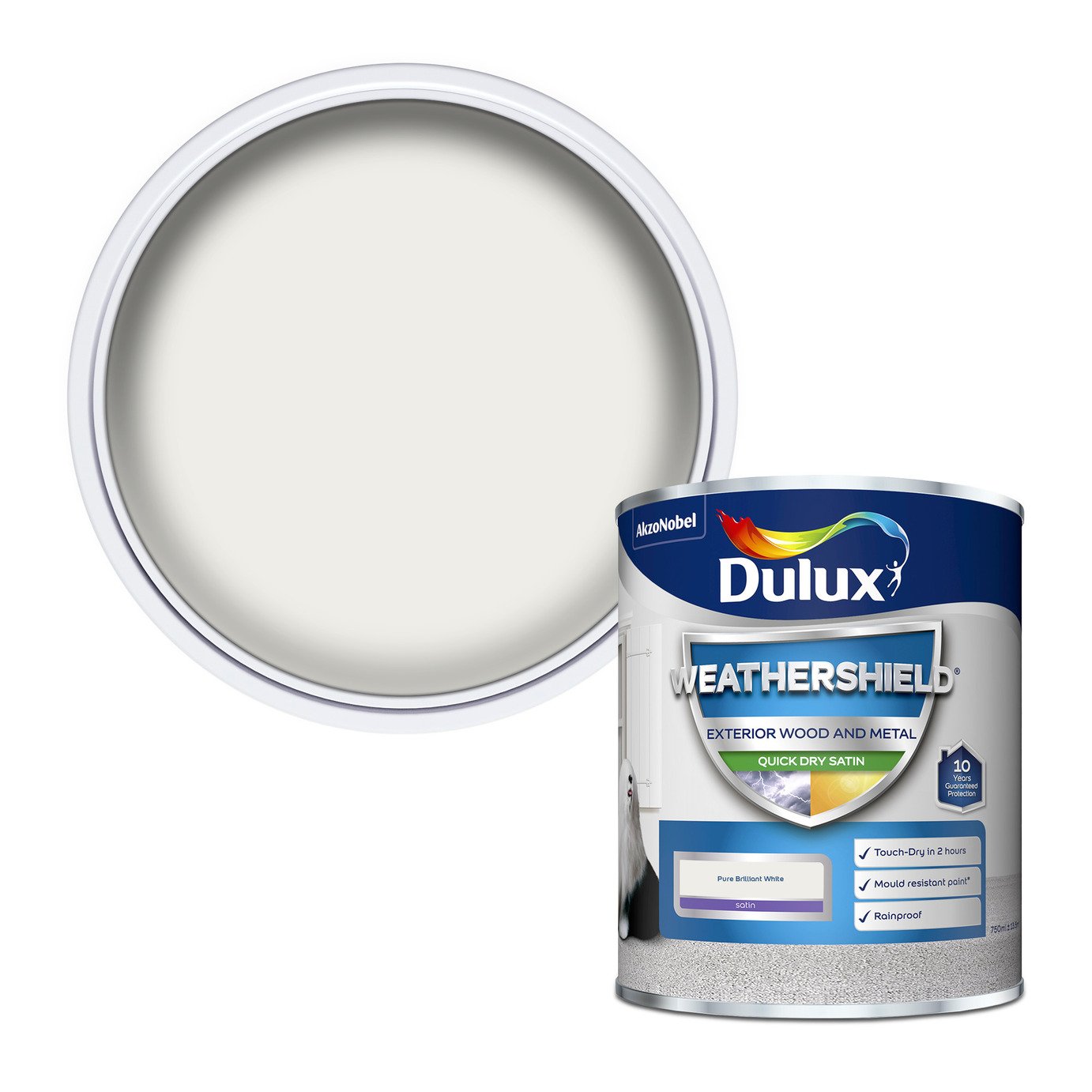 Dulux Weathershield Quick Dry Satin Paint 750ml - White