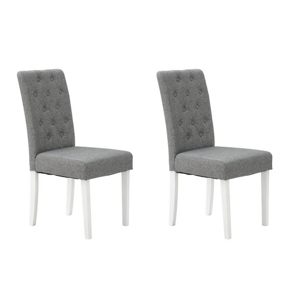 Buy Argos Home Pair of Tweed Button Mid Back Chair Grey