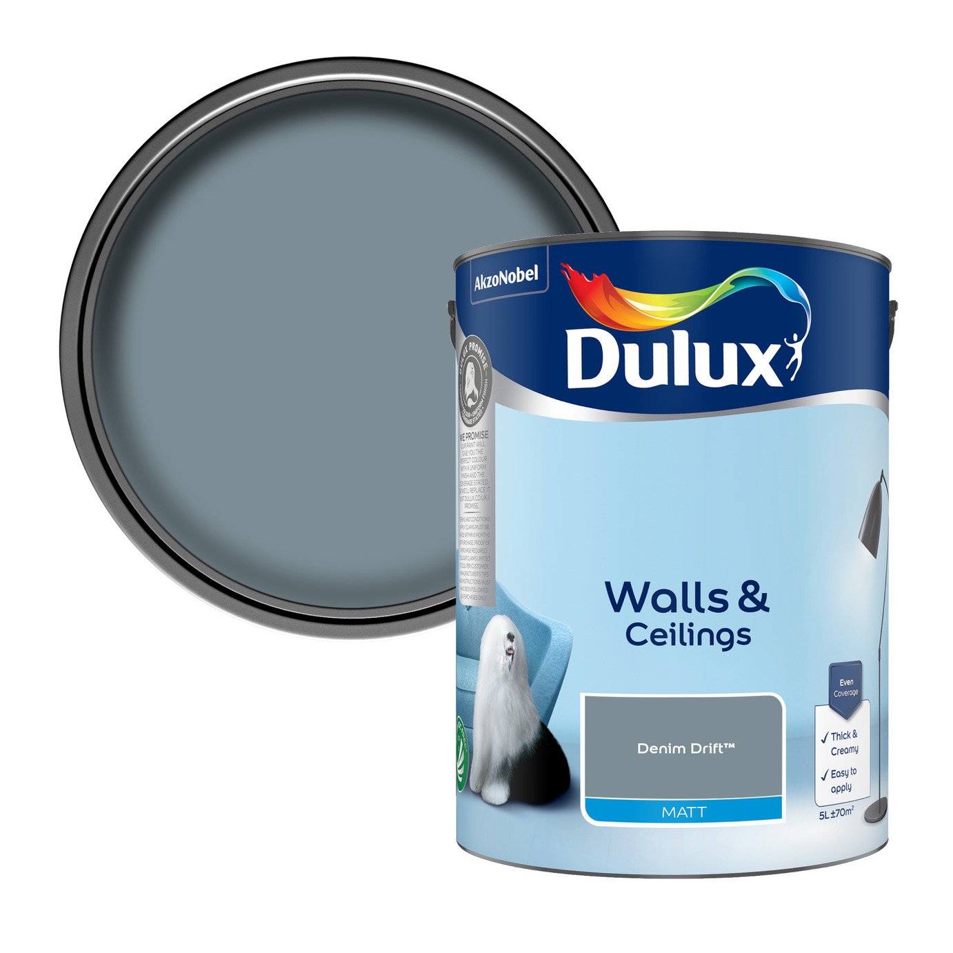 Dulux Walls & Ceilings Matt Denim Drift - 5L
