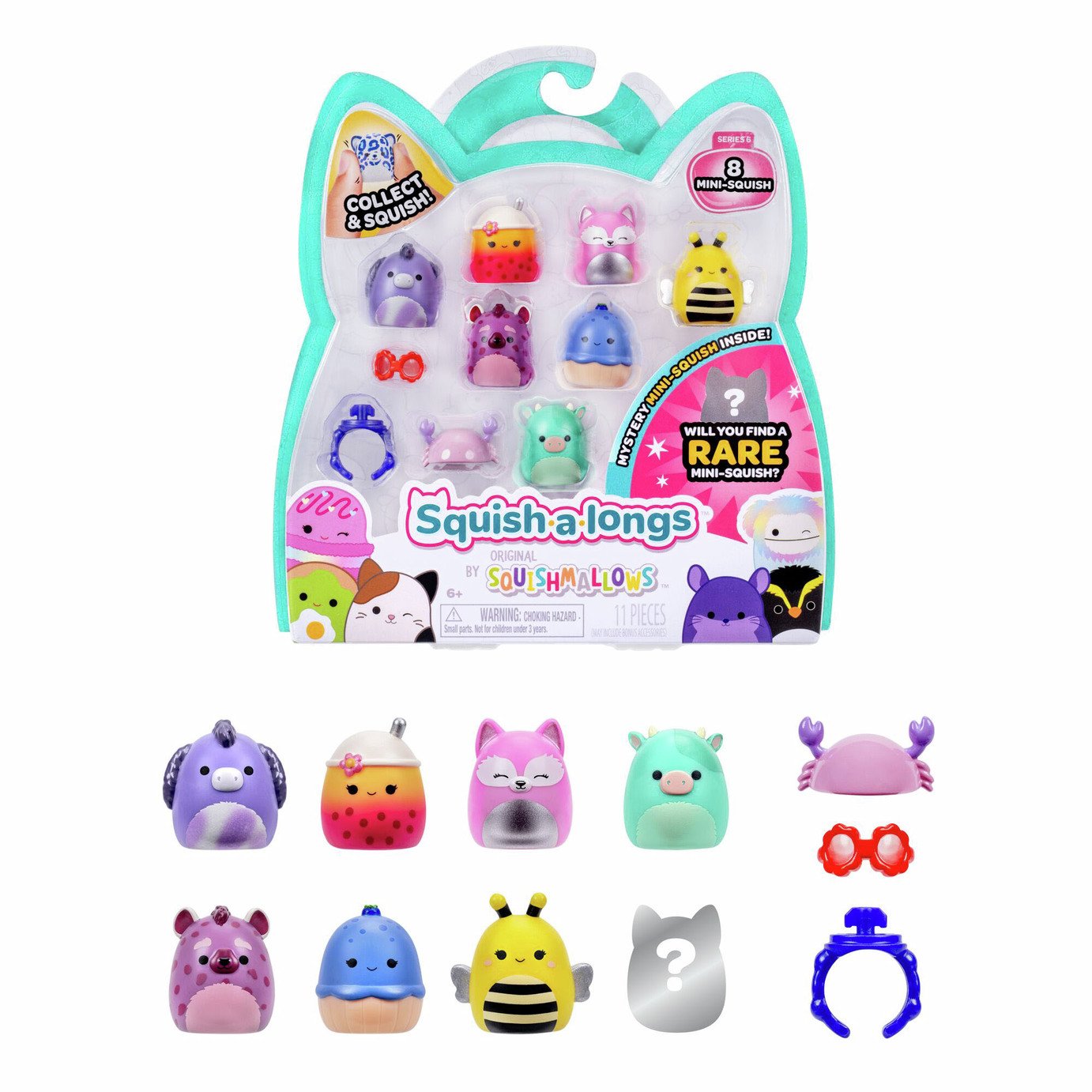 Squish-a-longs Pack of 8 Collectible Figures